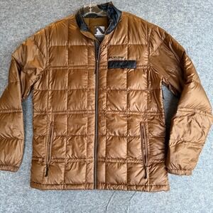Flylow Jacket Mens Large Brown 800 Fill Down‎ Puffer Full Zip Ski Coat 3100-1600